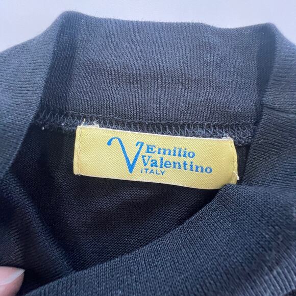 Emilio Valentino Shirt Womens Medium Mock Neck Long Sleeve Stretch Italy Top - Picture 3 of 7